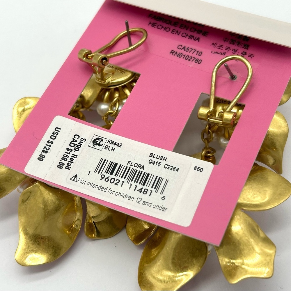 Kate Spade Flora Blush Earrings NWT - Picture 3 of 4
